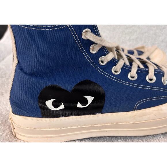 Converse x CDG PLAY Chuck 70 Hi Blue Mens Sneakers Comme des Garcons Mens 8 main image 4